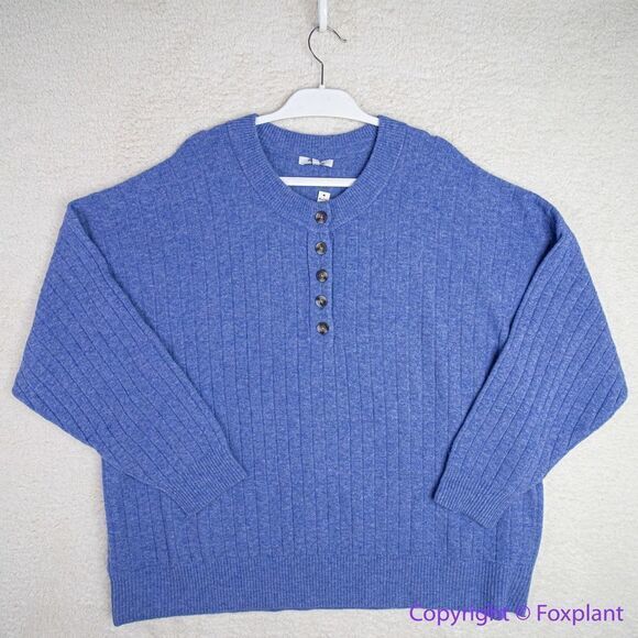 NEW Madewell Donegal dowden Henley Sweater in‎ Coziest Yarn, blue, 2X - Picture 5 of 16